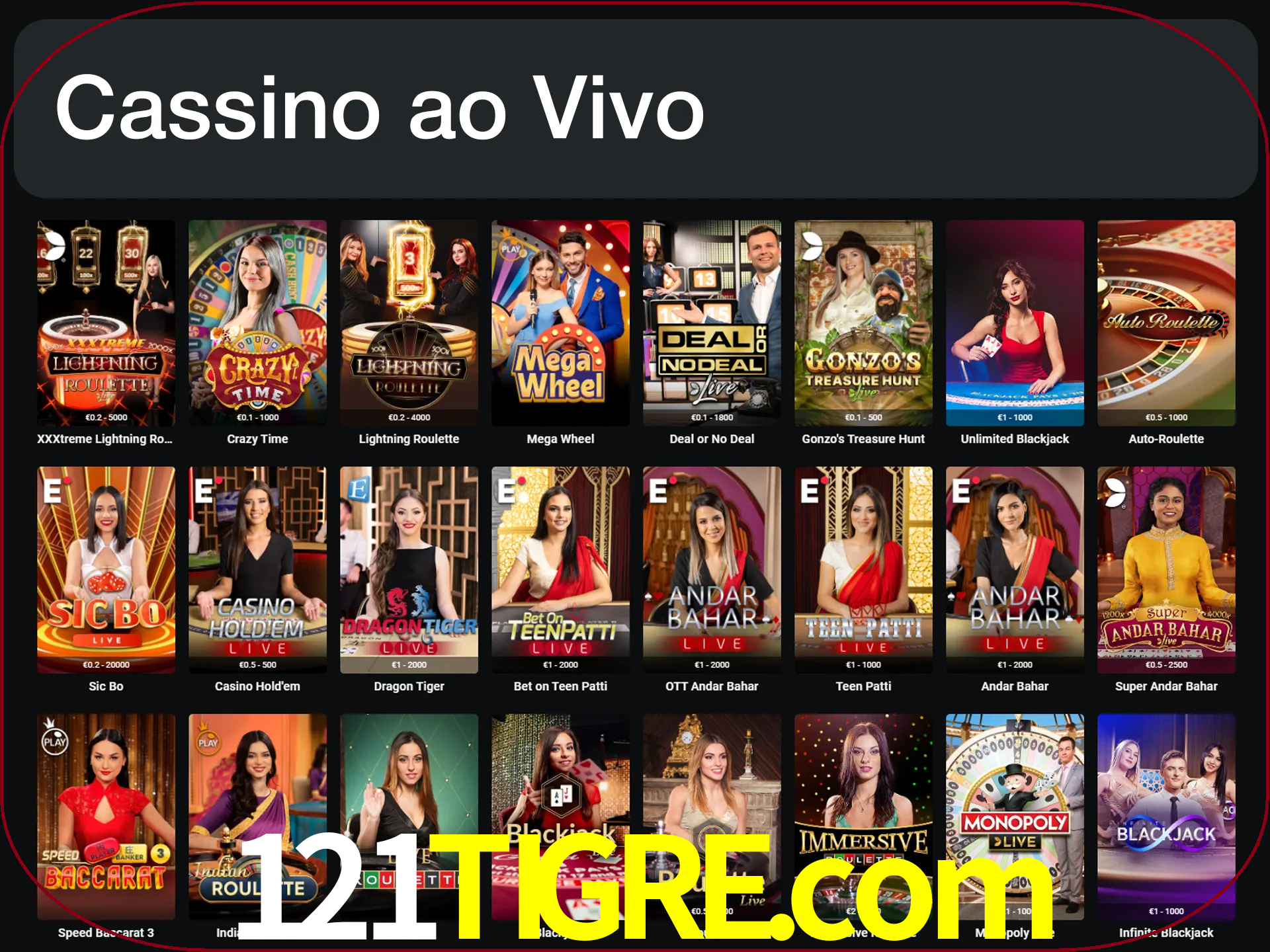 Jogue jogos de cassino com um verdadeiro dealer.
