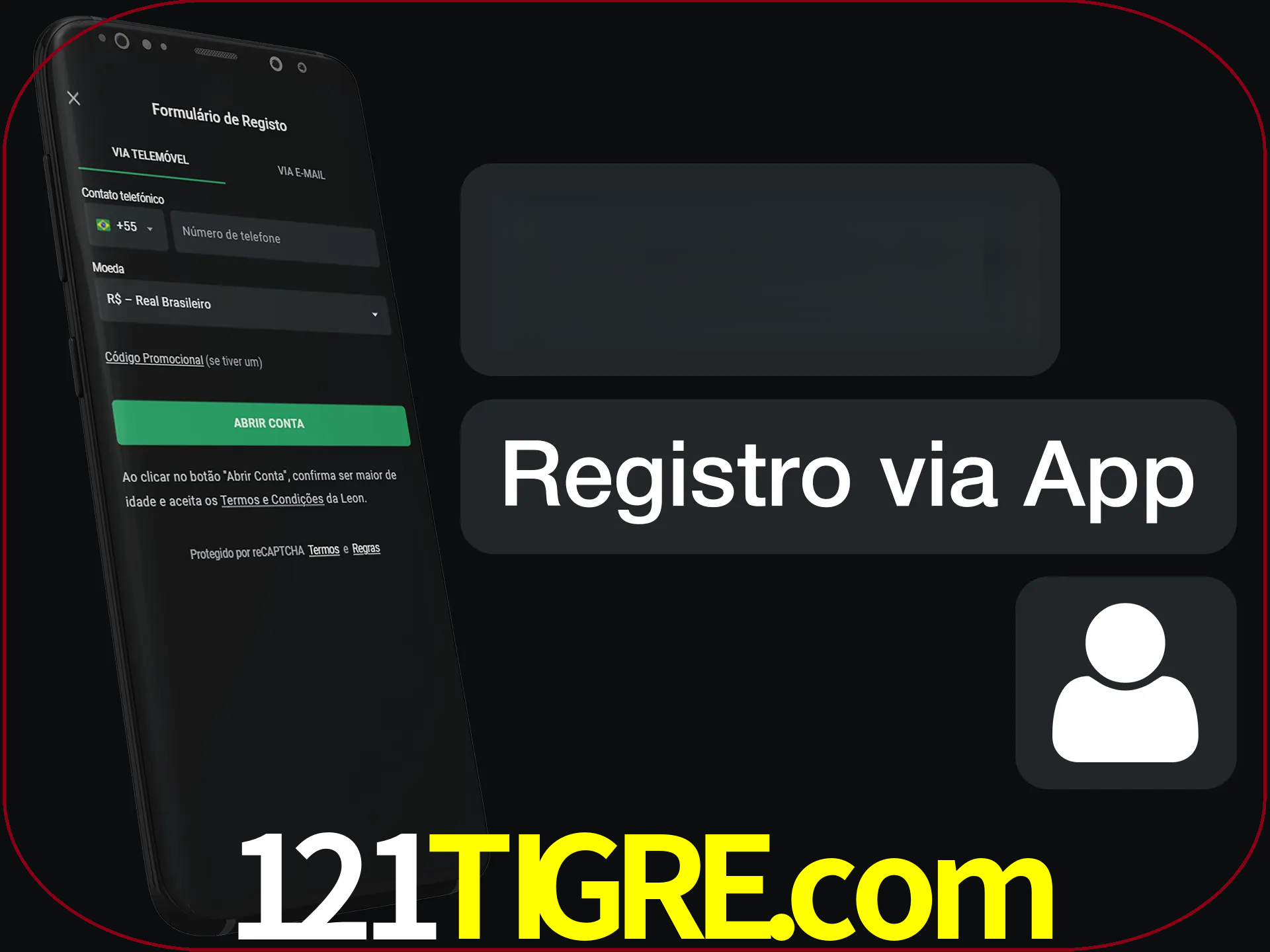 Registre-se com duas etapas usando o aplicativo.