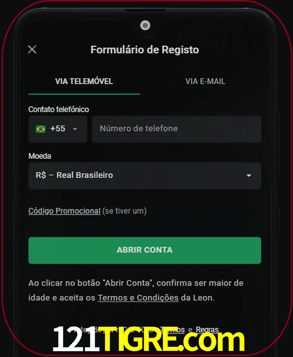 Abra o aplicativo e inicie o processo de registro.